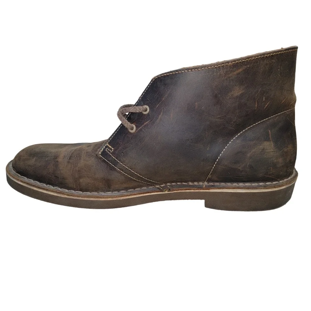 Clarks Bushacre 2 Brown Wax Leather Chukka Boots Men's Size 13